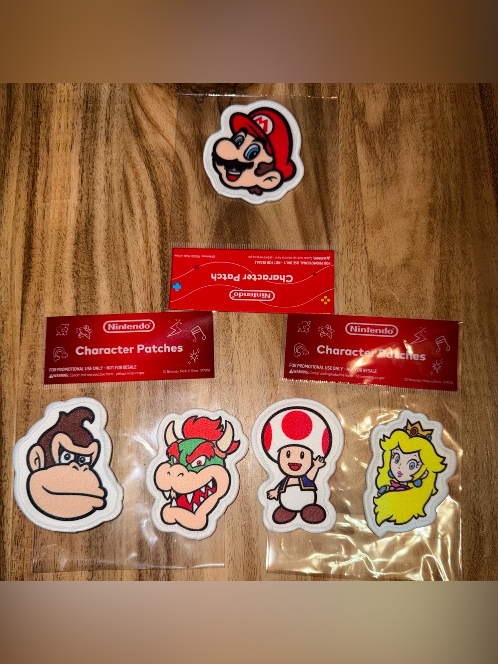 Nintendo Super Mario Patch Set x5 Mario Wario Princess Peach Donkey Kong